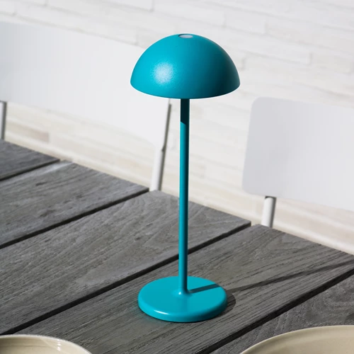 Lucide JOY - Rechargeable Table lamp Indoor/Outdoor - Battery pack - Ø 12 cm - LED Dim. - 1x1,5W 3000K - IP54 - Turquoise - atmosphere 1